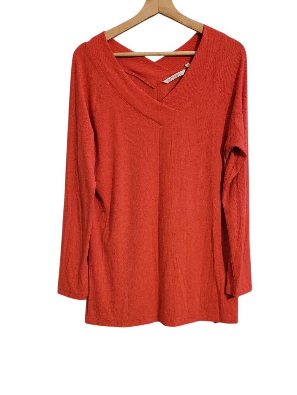 Soft Surroundings Coral Ribbed Long Sleeve Tunic Top